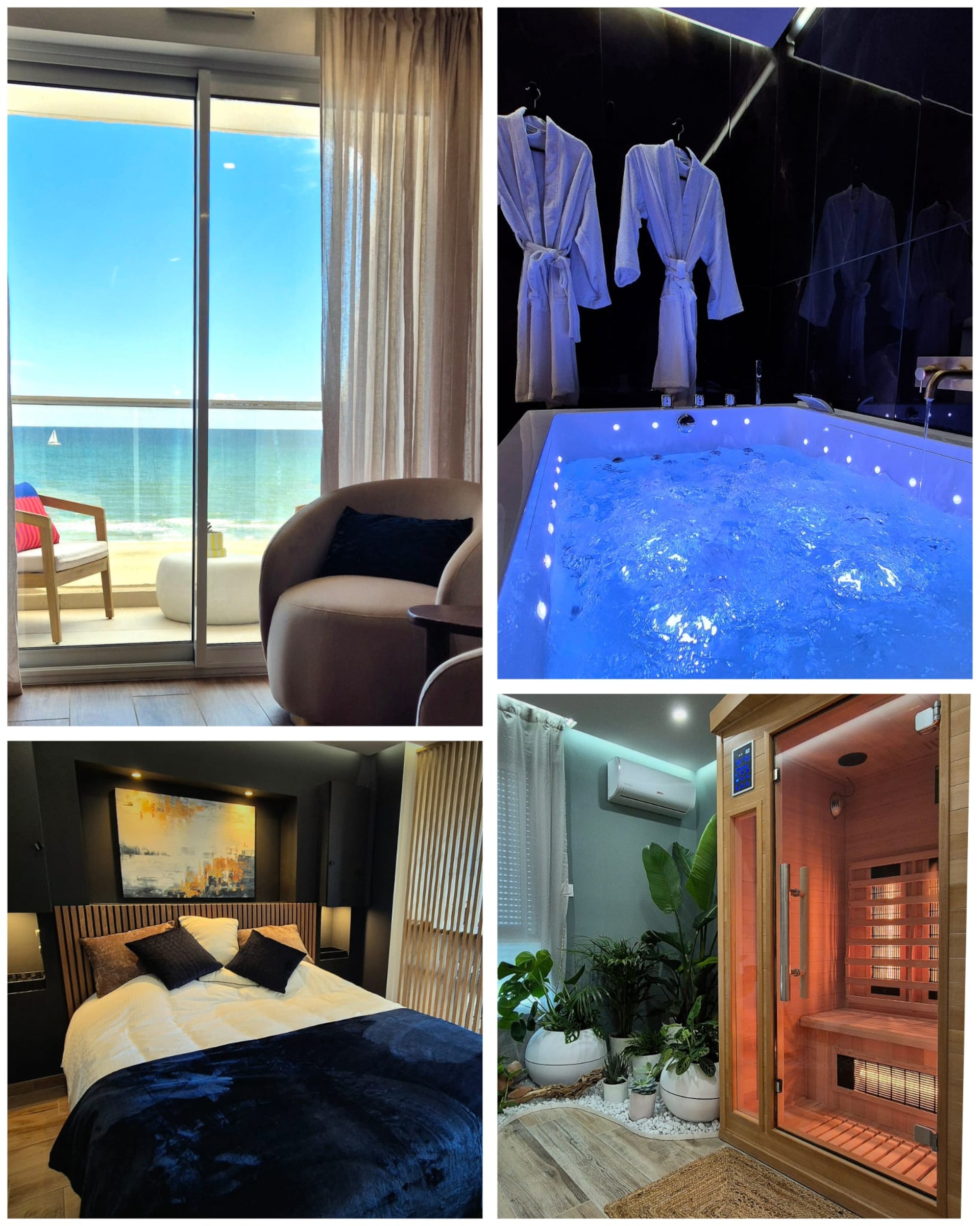 Sauna privé dans une suite haut de gamme face à la mer