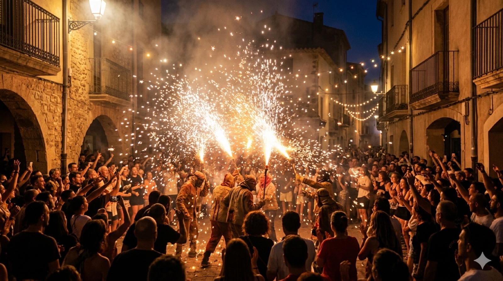 Correfocs et gerbes de feu de la Festa Major de Canet-en-Roussillon — tradition catalane d'été