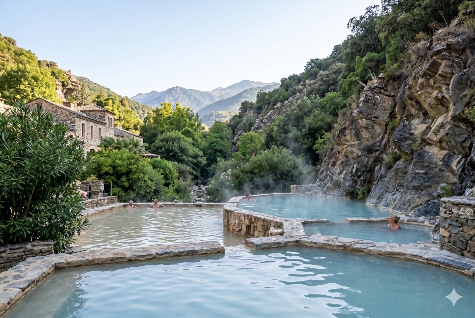 Espace wellness intimiste avec jacuzzi et peignoirs — rituel de cure aux thermes de Molitg-les-Bains