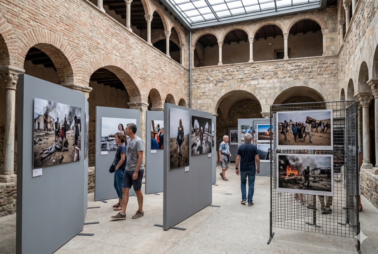 Façade culturelle du patrimoine catalan avec affiche d'auteur — festival Visa pour l'Image à Perpignan
